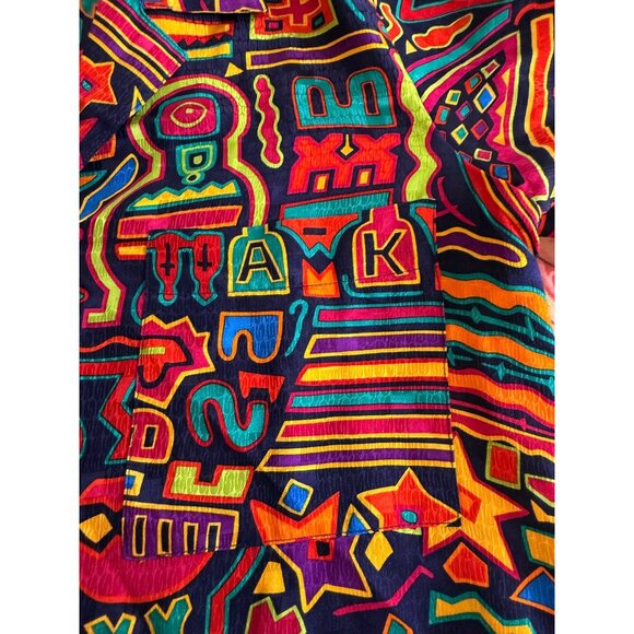 Vtg 80s Art to wear Ann Klein II 8 100% Silk Button-Up Shirt Abstract Retro - Picture 8 of 12